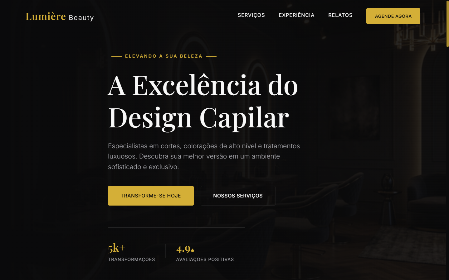 Landing page Lumière Beauty — Salão de Beleza